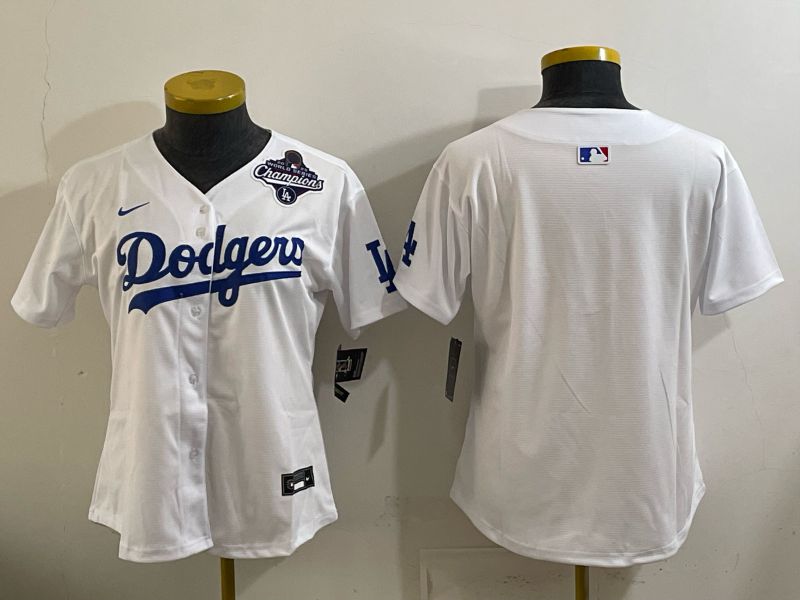 Women 2025 Los Angeles Dodgers Blank White Game Nike MLB Jersey style 004